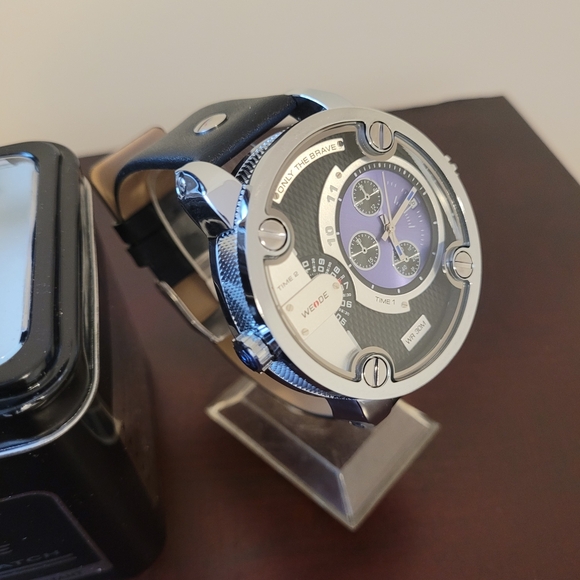 New Dual Time zone Purple Weide Men’s Fashion Watch with box - Picture 4 of 4